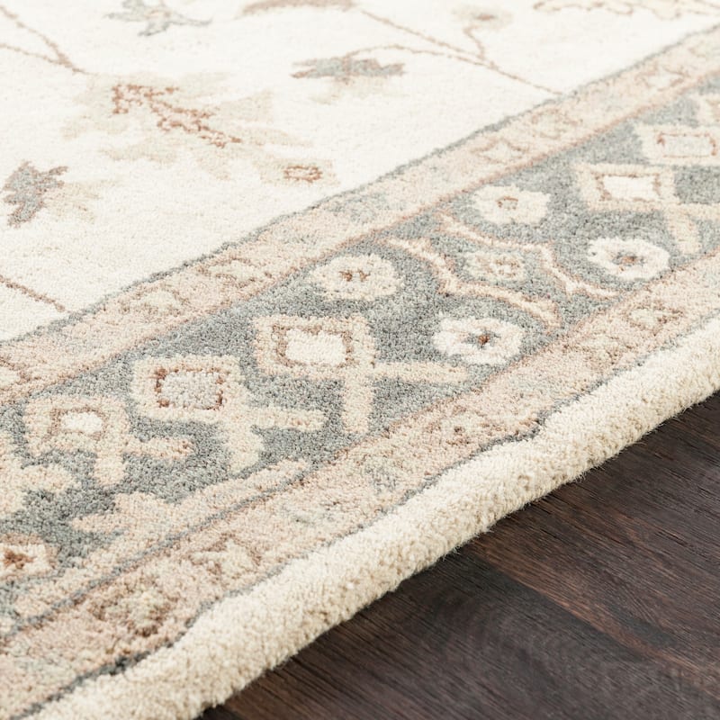 Hand-Tufted Asnee Bordered Wool Rug