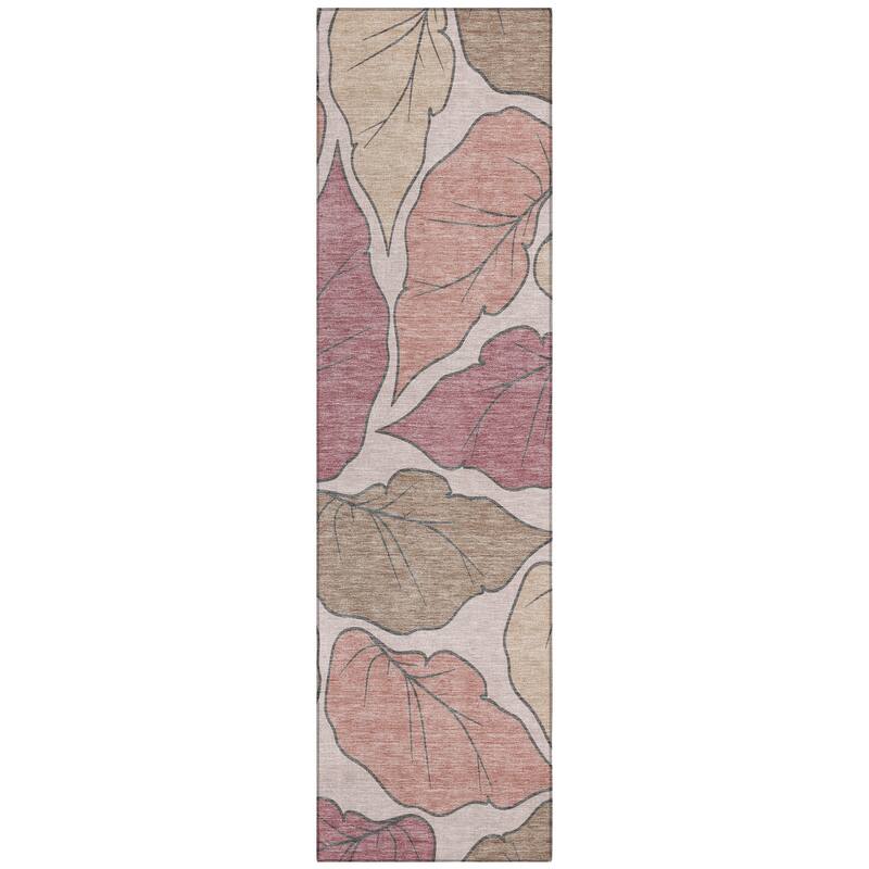 Machine Washable Indoor/ Outdoor Contemporary Floral Chantille Rug
