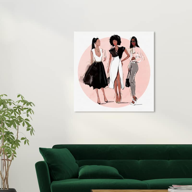 Wynwood Studio Canvas Fashion and Glam Shopping Best Friends Pink and Light Pink Glam Wall Art Canvas Print - 30 x 30