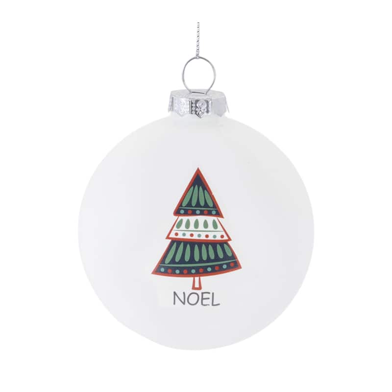 6Ct White Christmas Tree Sentiment Christmas Ball Ornaments 3.25" 83mm