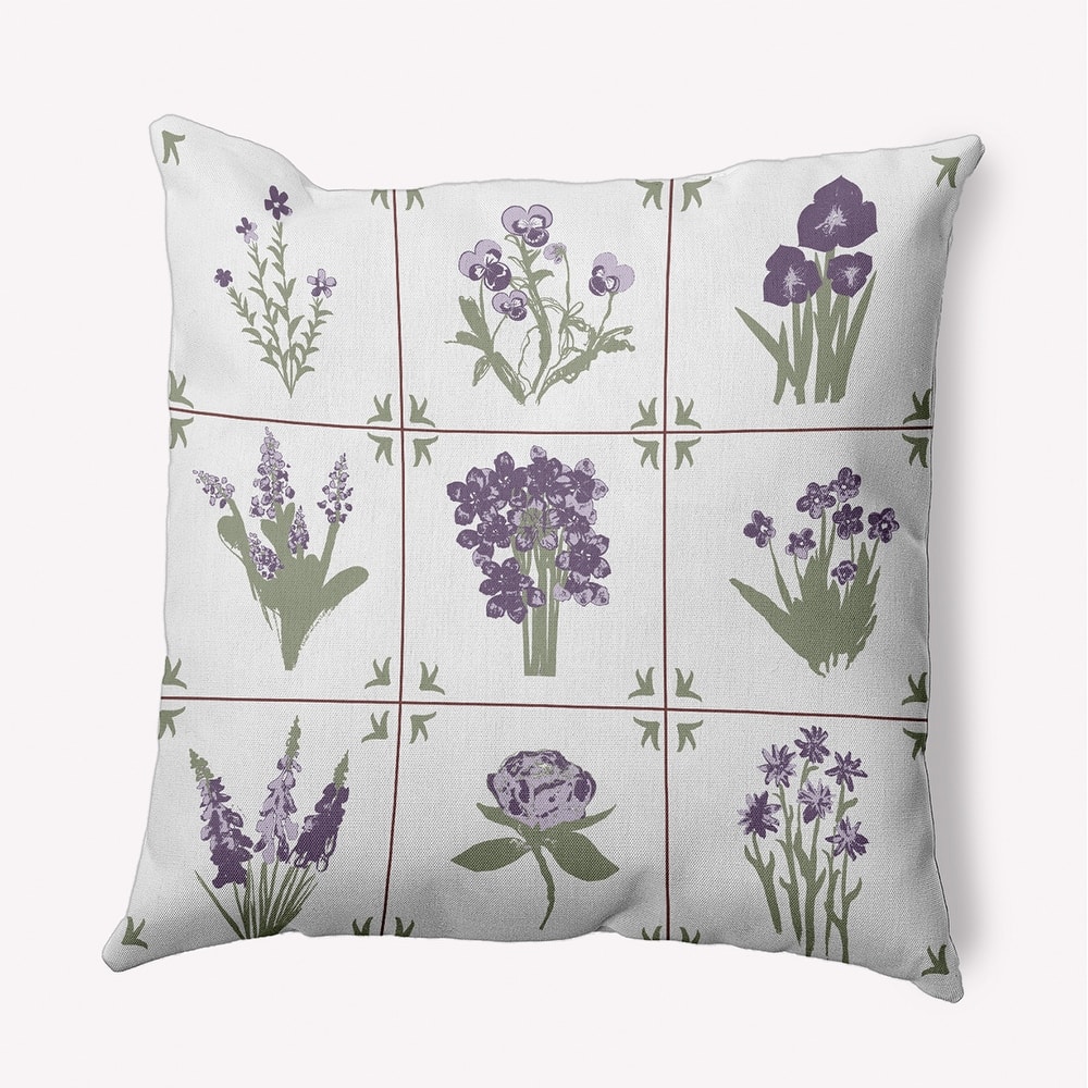Framed Field Flowers Decorative Throw Pillow