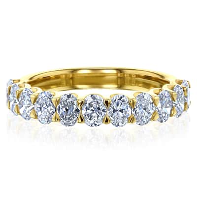 Kobelli 1.65 Carat Lab Grown Diamond 14k Solid Gold Oval U-Prong Half Eternity Summer Ring