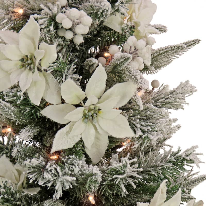 National Tree Company 3 ft. Frosted Colonial Fir Slim Tree with Clear Lights - 3 Foot