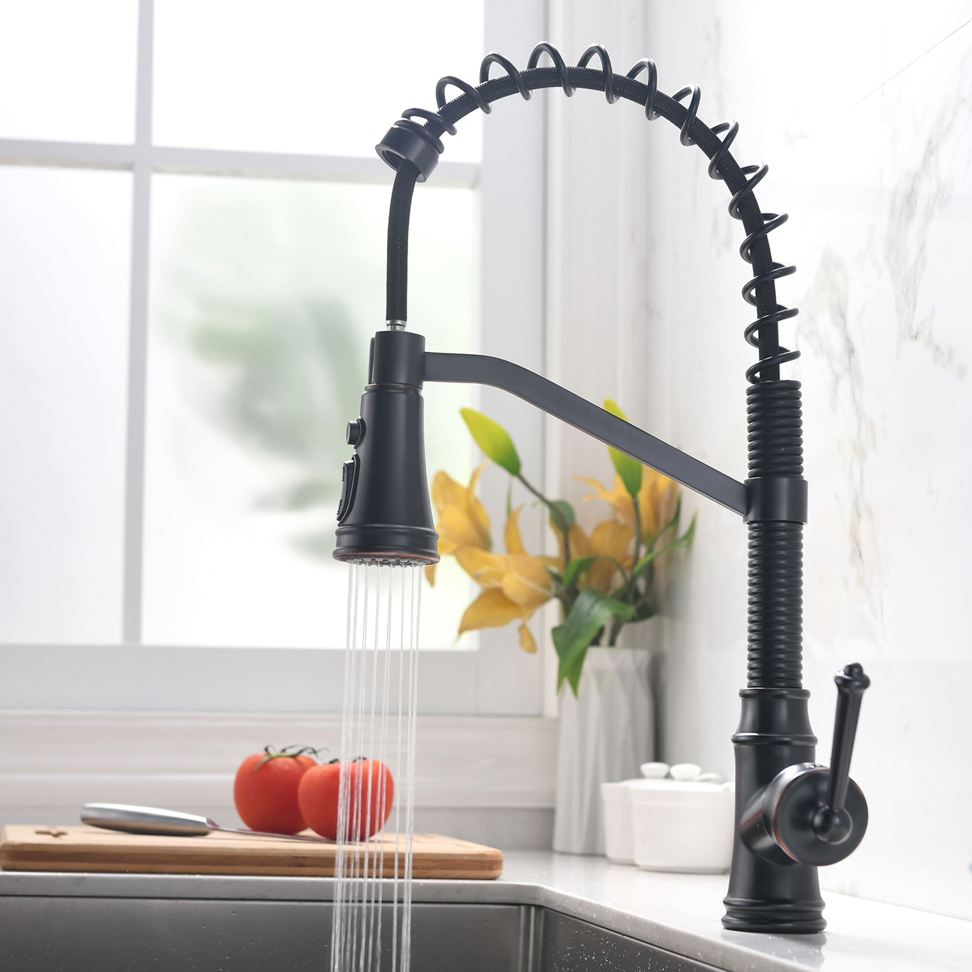 Oil-rubbed Bronze Pull Down Kitchen Faucet with Spring Spout