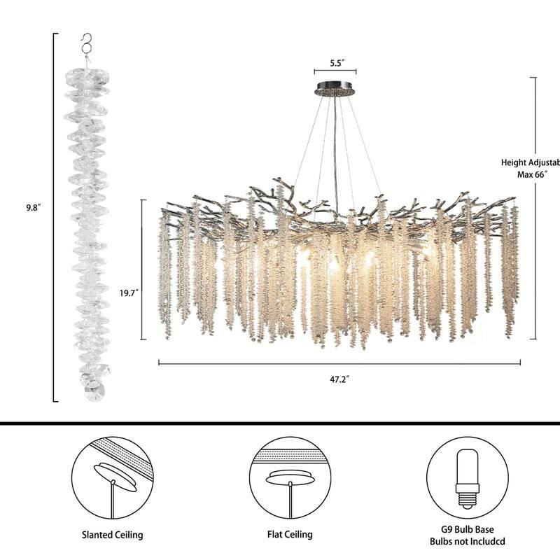 KAYLA 18-Light Crystal Chandelier, Luxury Round Tree Branches Chandelier