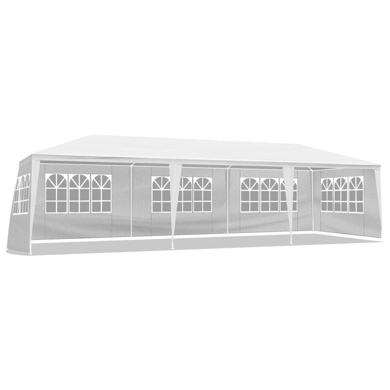 White Iron Tube PE Cloth Waterproof 10x30' Outdoor Party Tent - 30 x 10 x 8.5"