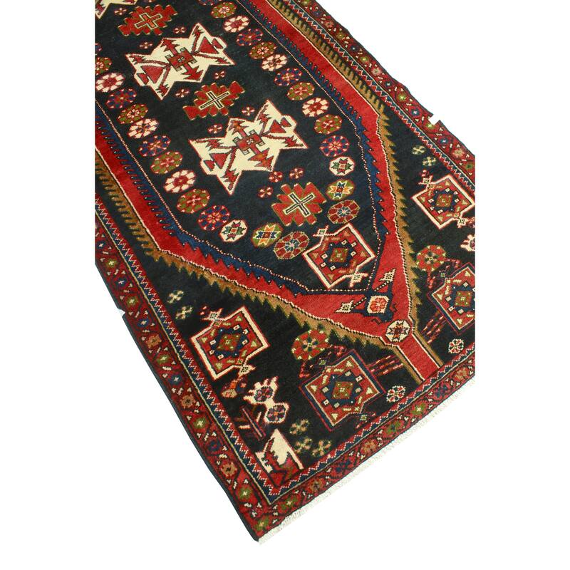 Fine Vintage Distressed Aelfric Charcoal/Red Runner - 3'3" x 10'6"