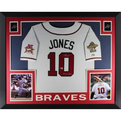Chipper Jones Autographed Atlanta Braves 1995 World Series Signed Majestic Baseball Framed Jersey Fanatics Authentic COA