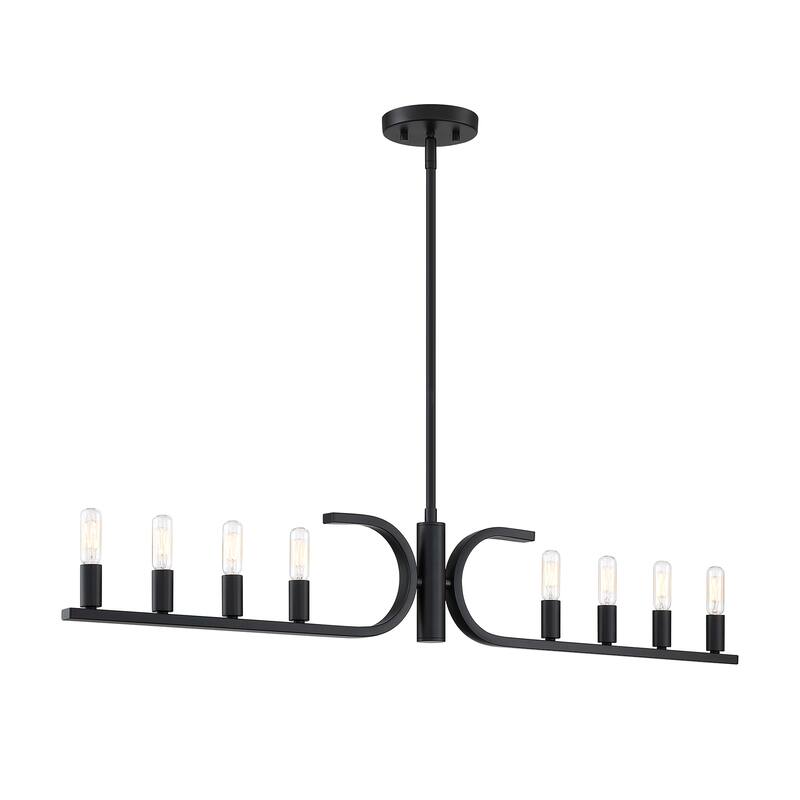 Skye 60 Watt 8-Light Matte Black Minimalist Island Light with Bare Bulbs - 7