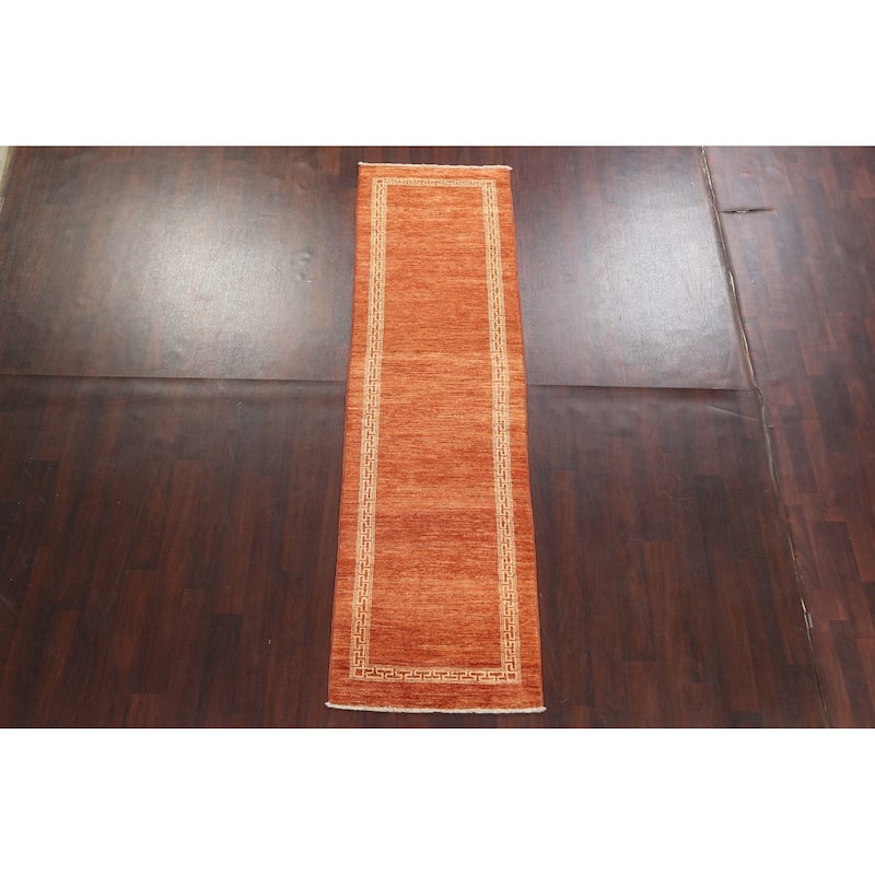 Orange Gabbeh Kashkoli Oriental Runner Rug Wool Hand-knotted Carpet - 2'8" x 9'4"