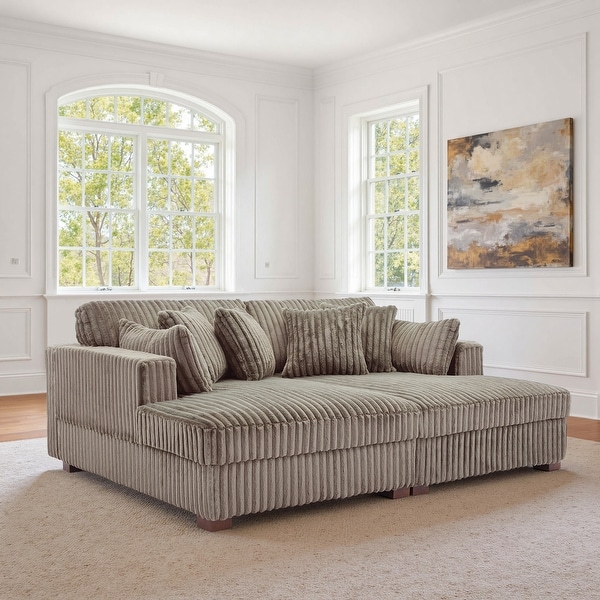 DREAMSIDEA Oversized Flannel Fabric Modular Sectional Sofa - On