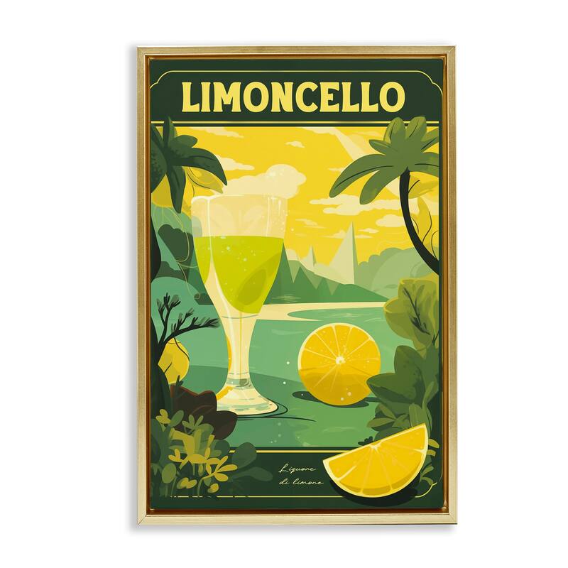 Stupell Lemon Cocktail in Tropical Scene Framed Floater Canvas Wall Art Design By Andreas Magnusson - 17 x 25 - Gold