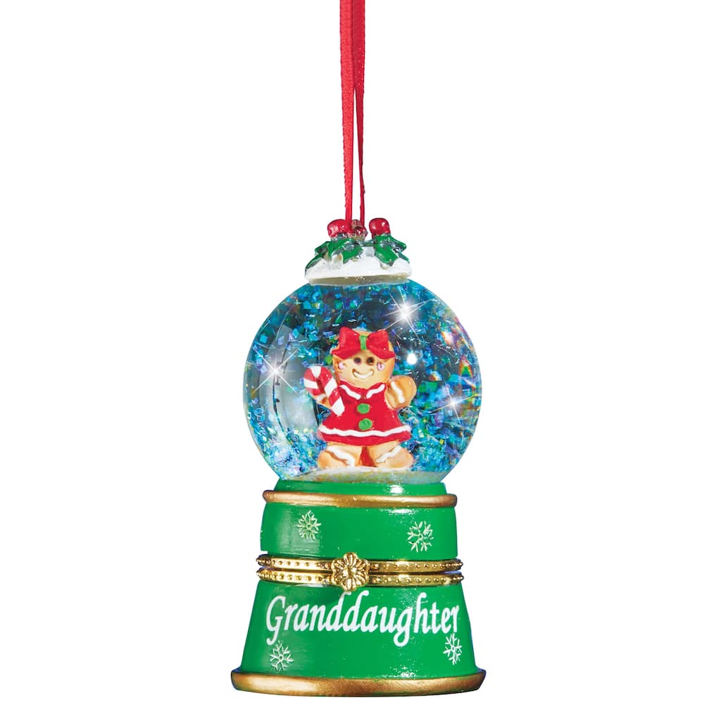 Children and Grandchildren Snow Globe Trinket Ornaments - 4.600 x 3.800 x 3.800
