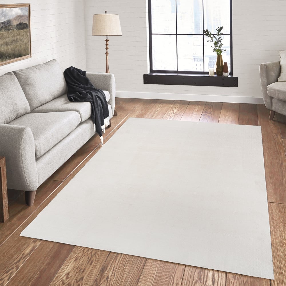 Cadence Tonee Plush Polyester Solid Color Non-Slip Super-Soft Shag Indoor Area Rug