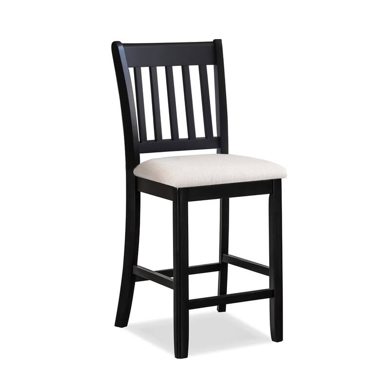 Modern Solid Wood 2 Piece Bar Dining Chair Set with Cushions, Slatted Backrest for Dining Room Kitchen Living Room Bedroom