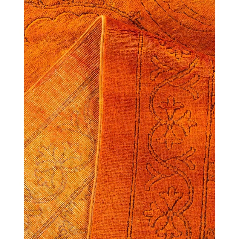 Overton Handknotted Wool Vintage Inspired Contemporary Overdyed Orange Area Rug - 19' 7" x 11' 10"