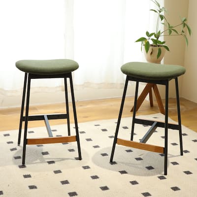 Set of 2 Modern Backless Upholstered Counter Bar Stools