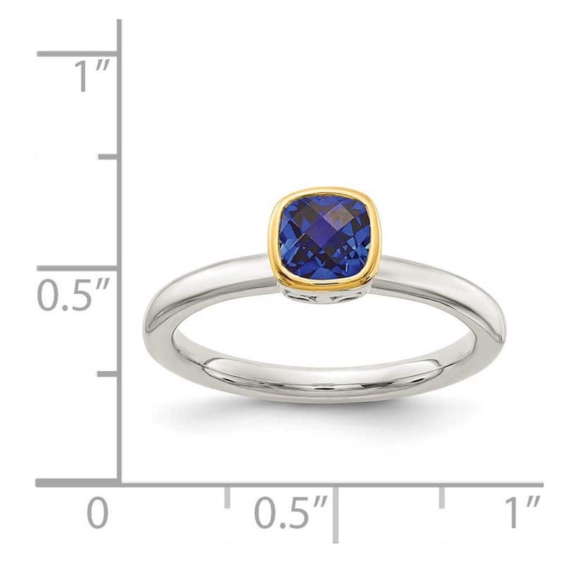 Curata 925 Sterling Silver With 14k Accent Created Sapphire Ring