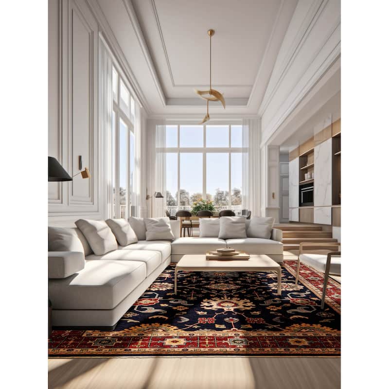 ECARPETGALLERY Hand-knotted Peshawar Oushak Dark Navy Wool Rug - 10'2 x 14'4