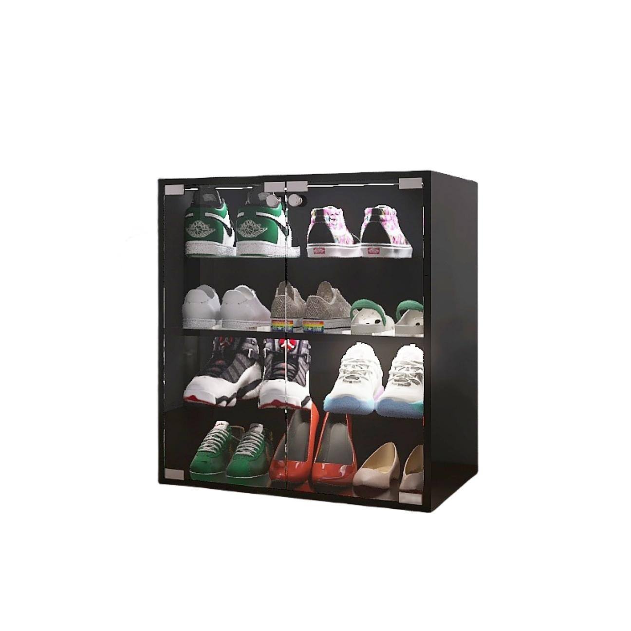 4 Layers Black Shoe with Glass Layer Shoes, Display