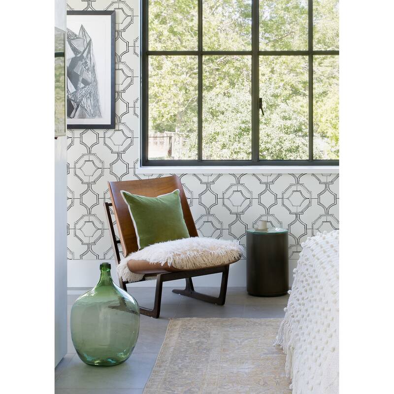 A-Street Prints Gallina Charcoal Trellis Wallpaper