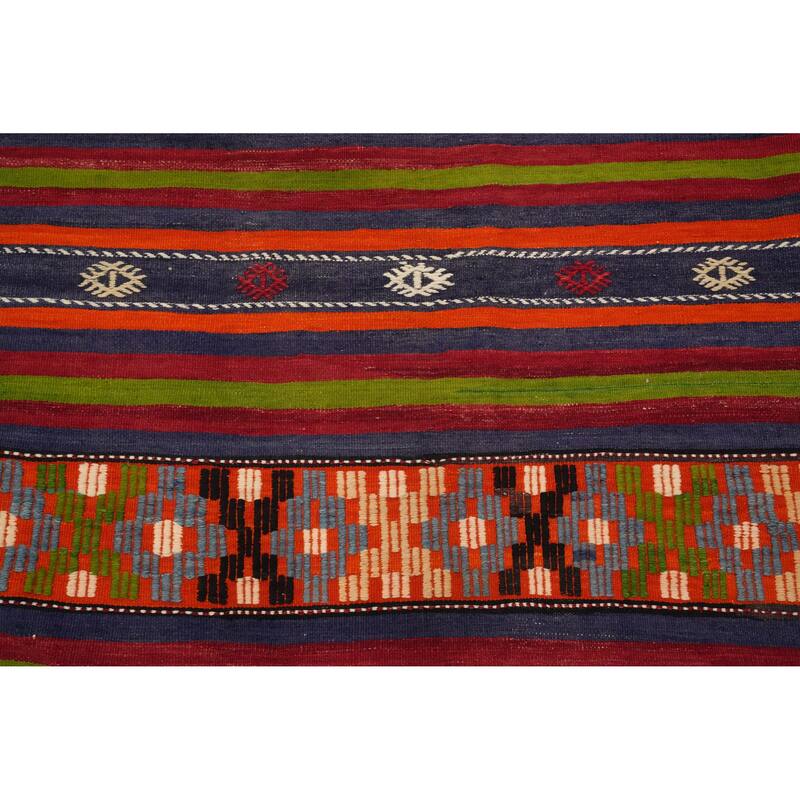Hand Woven Oriental 100% Wool Carpet Southwestern Tribal Multi-Colored Kilim Area Rug - 10' 11'' X 5' 11''