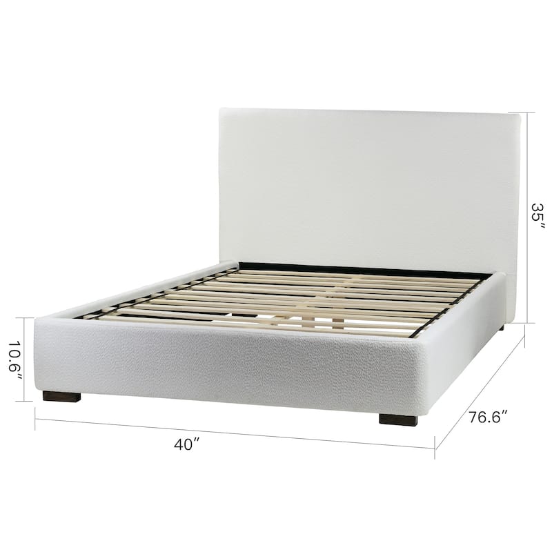 Bedwyr White Boucle Queen Bed