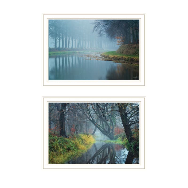 Trendy Decor 4U "Misty Rivers" Printed Framed Wall Art by Martin Podt - White - 20 x 14