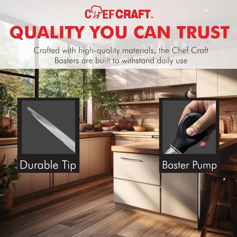 Chef Craft 11.5" Long Classic Heat Resistant Turkey Baster with Clear Tube & Easy Read Measurements