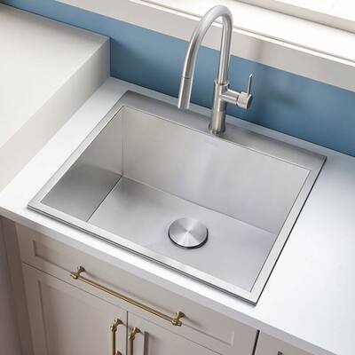 Ruvati Topmount Laundry Utility Sink 25" x 22" x 12" Deep 16 Gauge Stainless Steel - RVU6010 - 25" X 22"