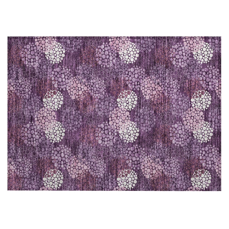 Machine Washable Indoor/ Outdoor Chantille Modern Bubbles Rug