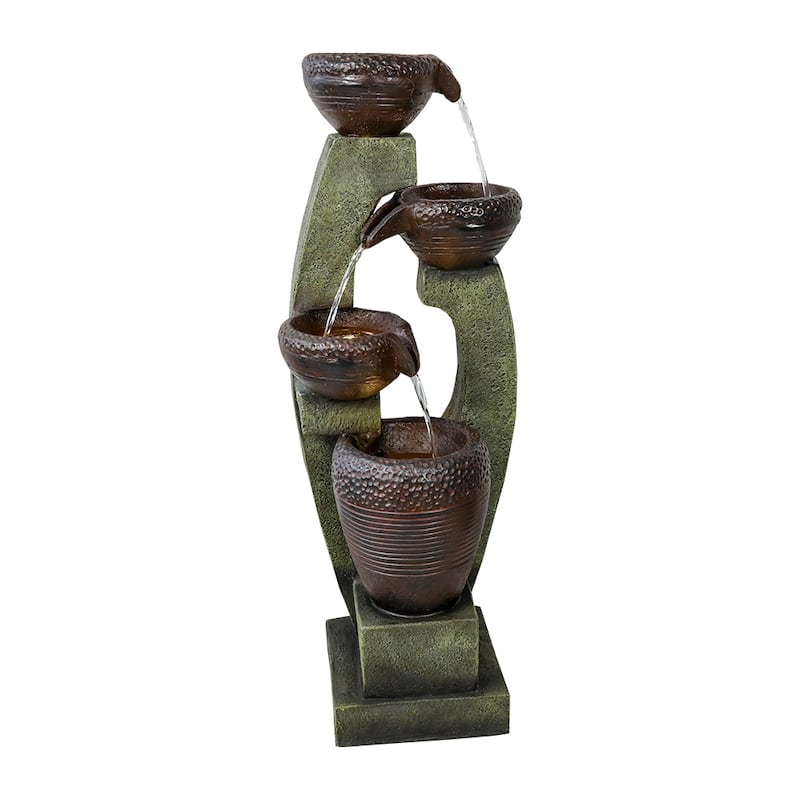 40" H Outdoor Modern Fountain Floor Waterfall Feature for Patio