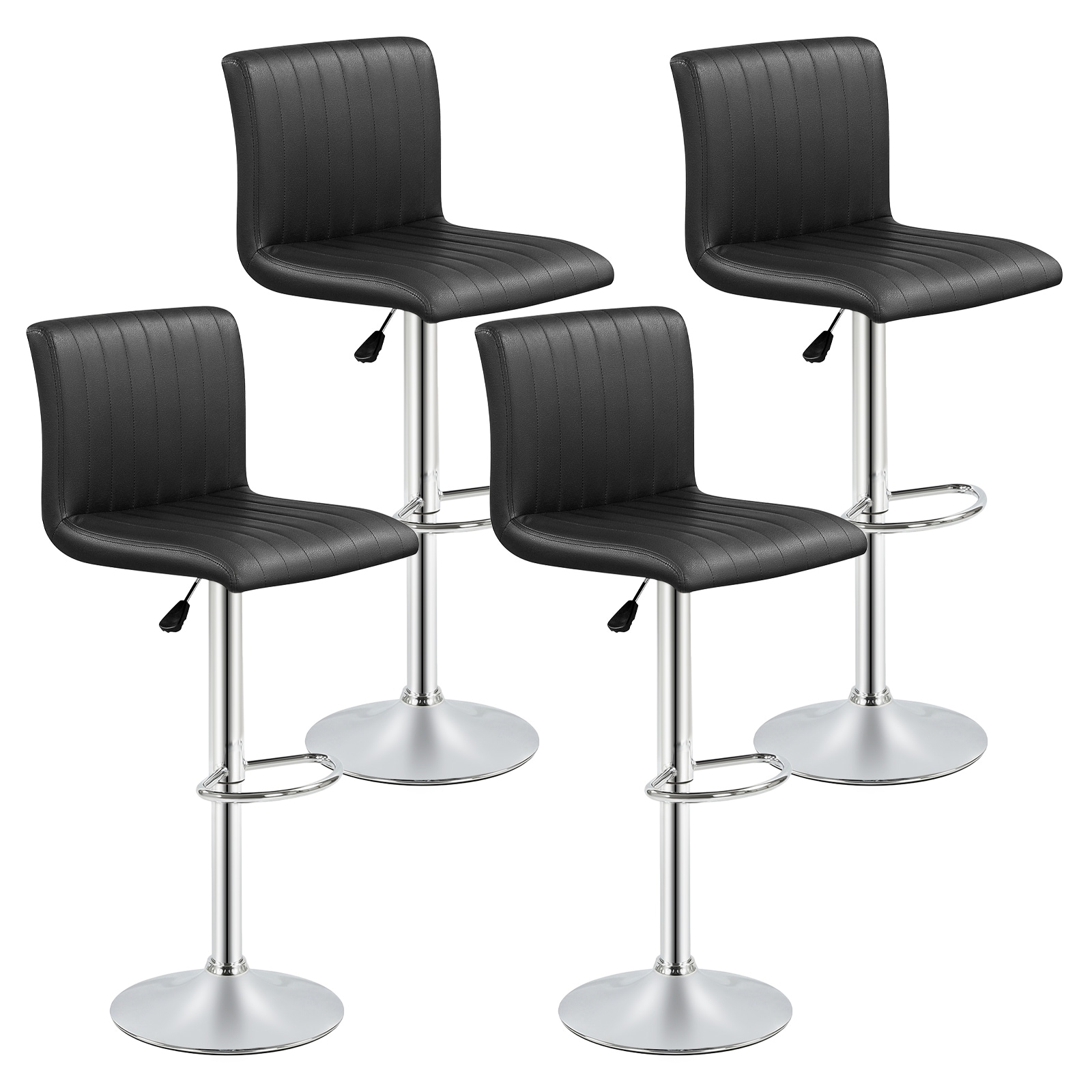 Gymax Bar Stools Set of 4 Adjustable Swivel Barstools w/Back &