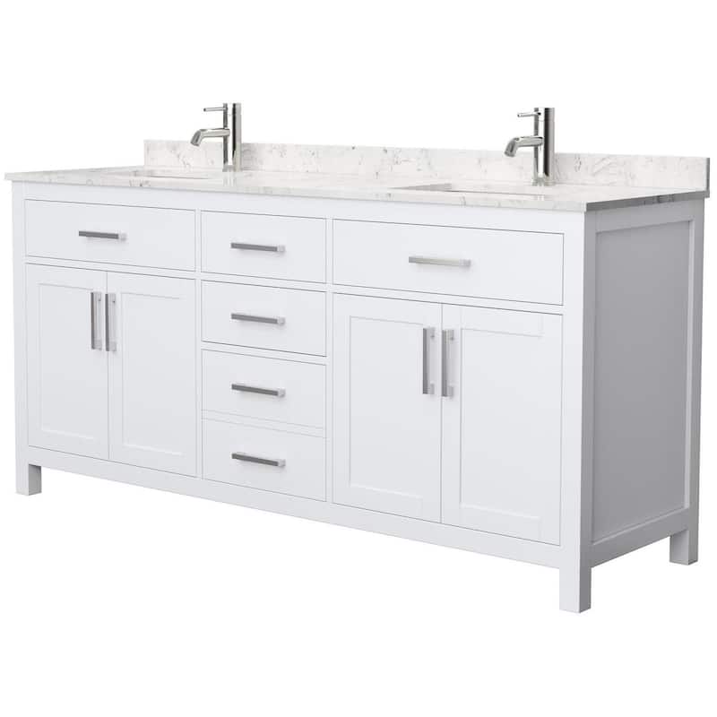 Wyndham Collection WCG242472DCCUNSMXX Beckett 72" Free Standing Double - White / Carrara Cultured Marble Top / Brushed - Painted
