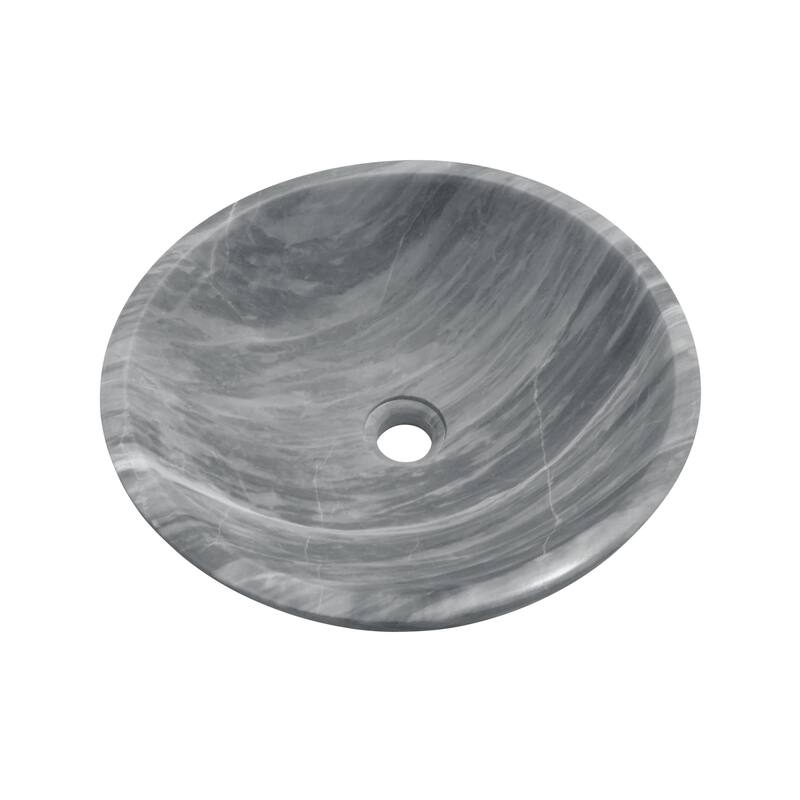 Roomfitters Round Marble Bathroom Vessel Sink, Natural Stone Countertop Wash Basin, Polished Bowl Vanity Sink