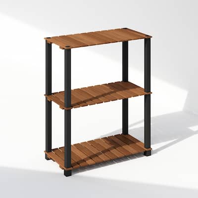 3 Tiers Wood Household Shelving Unit in Natural/Black (23.6 in. W x 29.5 in. H x 11.8 in. D) - 23.6