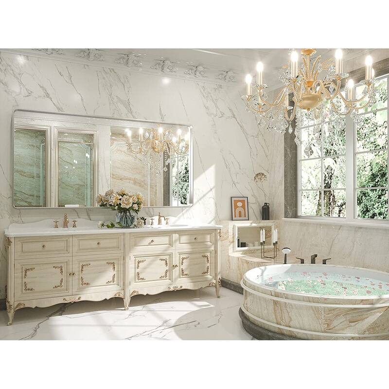 TETOTE Modern Metal Frame Wall Mounted Hanging Bathroom Vanity Mirror