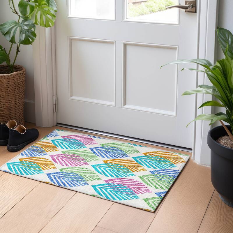 Premium Washable Super Soft Farmhouse Leaves Mayfield Rug - White - 1' 8" x 2' 6" - Rectangle