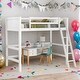 preview thumbnail 2 of 37, Solid Wood Twin Size Loft Bed with Ladder, White, Modern Design