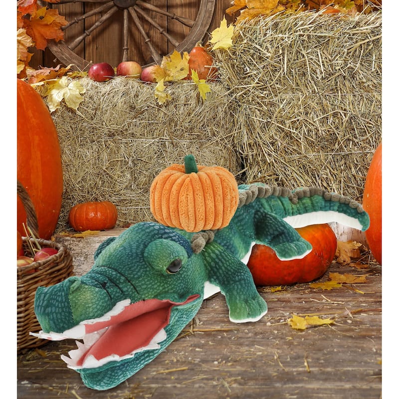 DolliBu Wild Collection Alligator Stuffed Animal with Pumpkin Decor - 24 inches