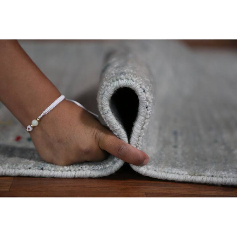 Hand Knotted Oriental 100% Wool Carpet Tribal Tribal Greys & Charcoal Gabbeh Area Rug - 12' 2'' X 8' 11''