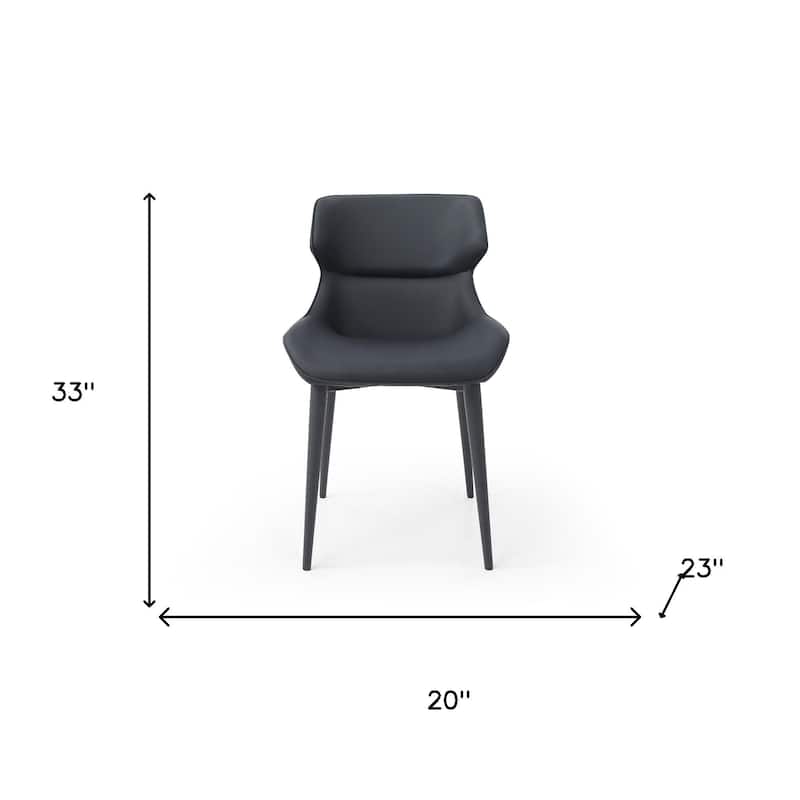 HomeRoots Black Faux Leather and Steel Wing Back Dining Side Chair - 20.00 in. x 33.00 in. x 23.00 in.