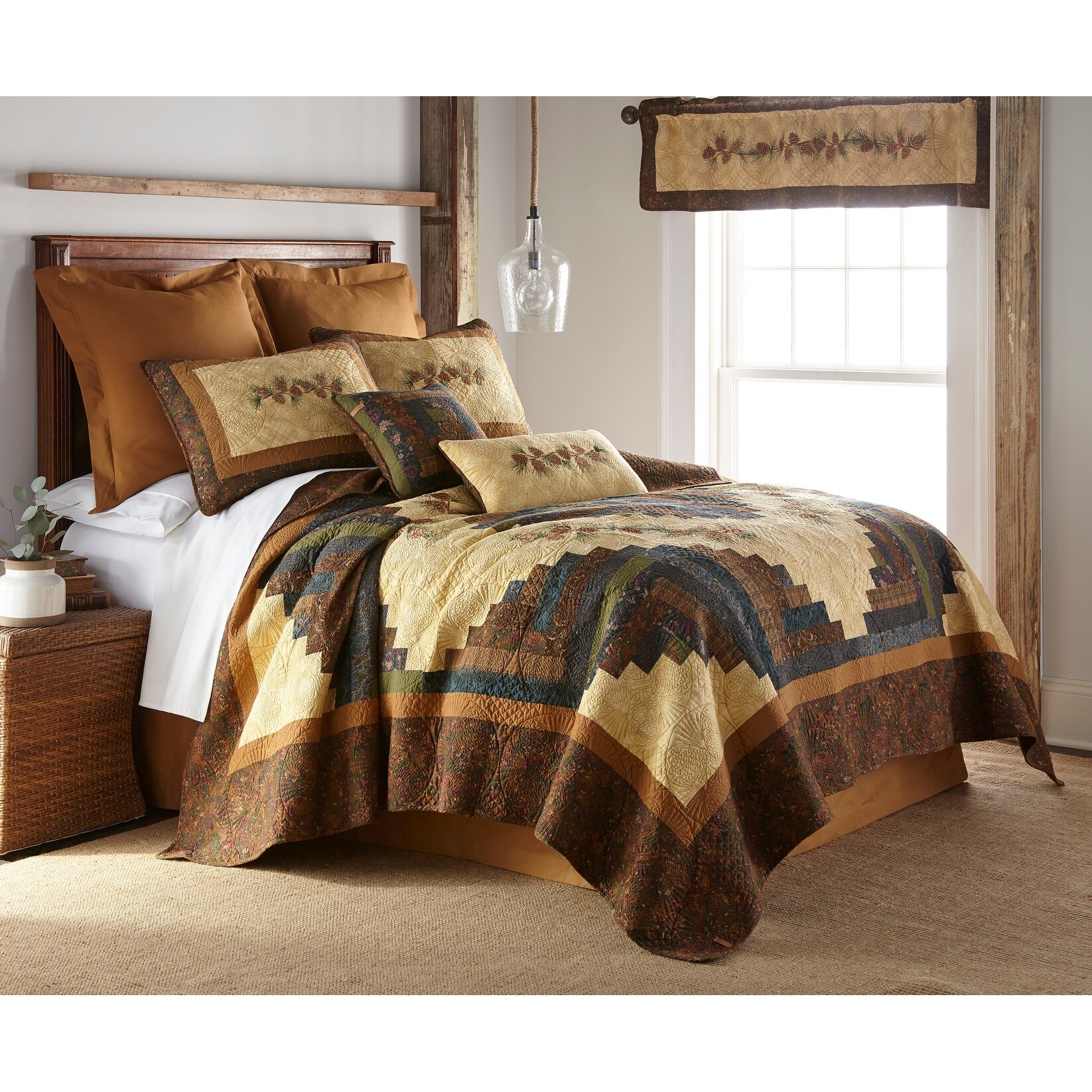 Donna Sharp's Cabin Raising Pinecone Quilt Set - Overstock - 31525440