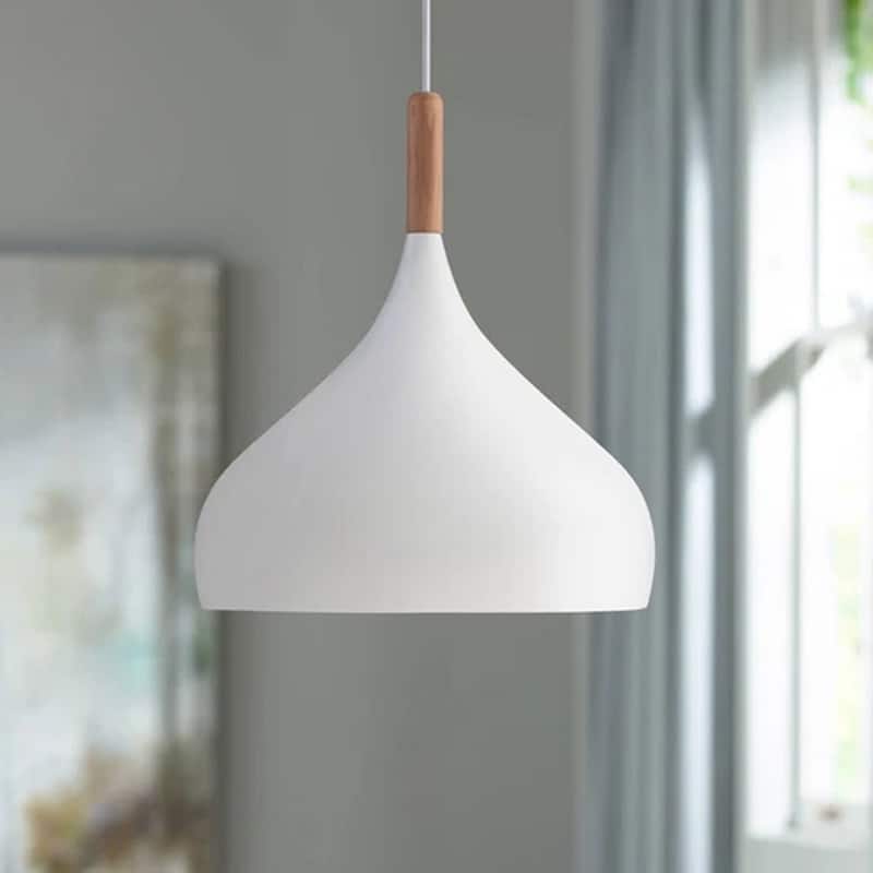 Felton White Aluminum Wood Pendant 13" Wide Modern for Dining Room - 13" x 13"