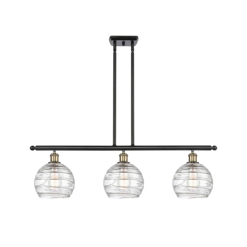 Innovations Lighting 516-3I-11-36 Athens Linear Athens 3 Light 36" - Clear Deco Swirl / Black Antique Brass