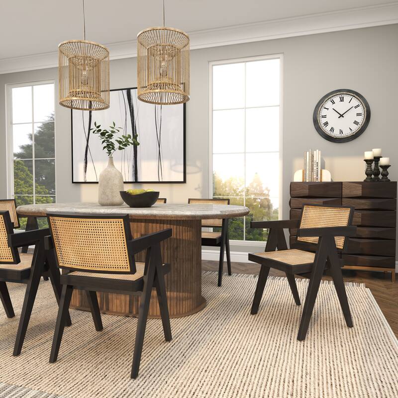 Teak Wood Handmade Decorative Bowl with Natural Grooves - Brown or Black - Roche River Decor