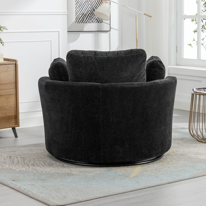 Swivel Accent Barrel Chair and Half Swivel Sofa With 3 Pillows 360 Degree Swivel Round Sofa