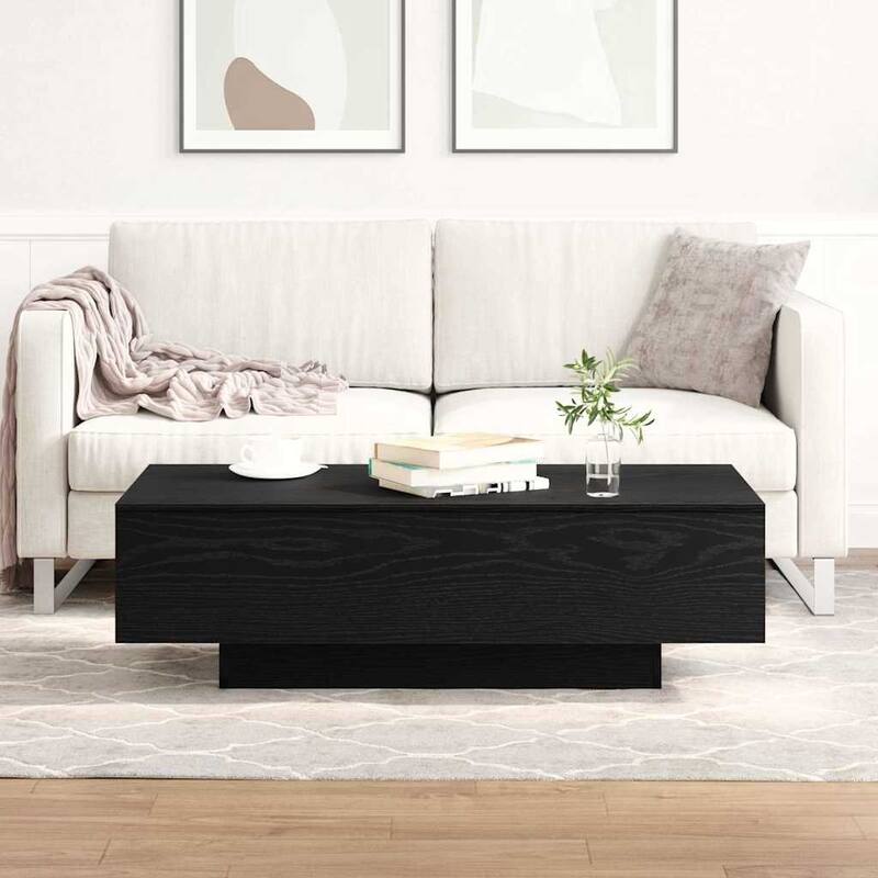 vidaXL Coffee Table Black Oak 39.37 x 19.49 x 12.20 in Engineered Wood - 39.37 x 19.49 x 12.20 in