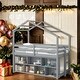 preview thumbnail 1 of 26, Twin Size Wooden House Loft Bed With Roof Frame, Under Bed Shelving Storage Unit, Guardrails, Ladder Grey