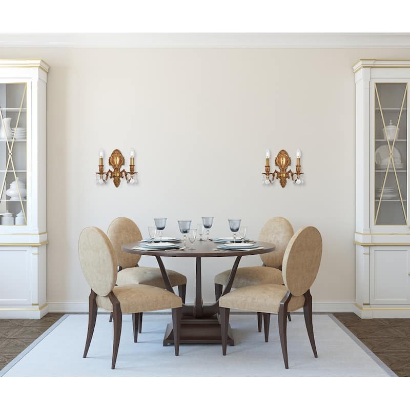 Fleur Illumination Collection Wall Sconce D:10in H:11.5in E:7.5in Lt:2 French Gold Finish (Elegant Cut Crystals)
